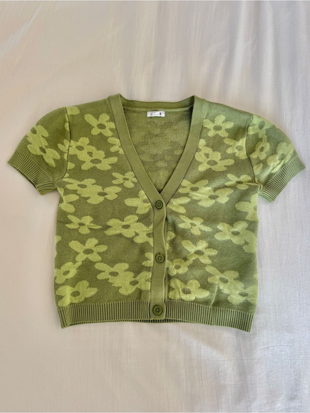 Floral Olive Green Knit Top